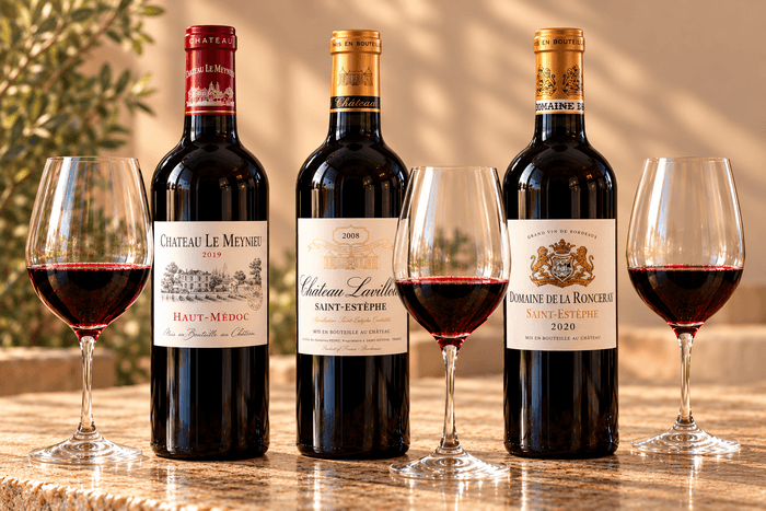 Degustación de vinos tintos de los Domaines Pedro: Château Le Meynieu, Château Lavillotte y Domaine de la Ronceray.
